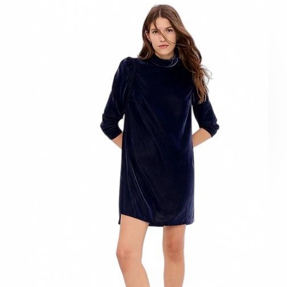 Gap Dress SzXL Elegant Puff Sleeve Mockneck Velvet Mini w/Button Detail Holidays - Picture 1 of 8